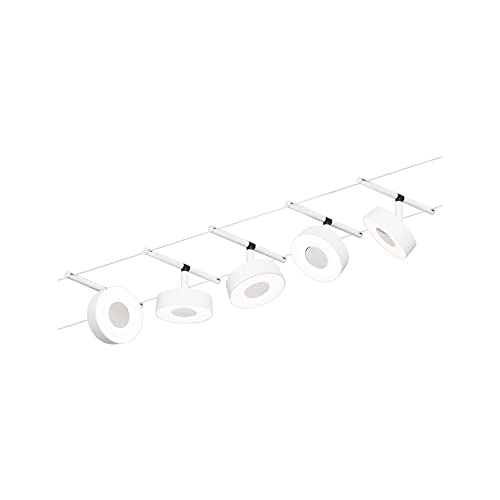 Paulmann 94477 LED Cable System Circle Base Set 5 x 400 lm incl. 5 x 5 W Warm White Matt Chrome Plastic Metal Lighting System 3000 K