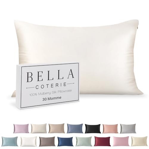 Bella Coterie Luxury Silk Pillowcase for Hair and Skin - 30 Momme - 100% Pure 6A Mulberry Silk - Super Soft - Perfectly Plush [King, White]