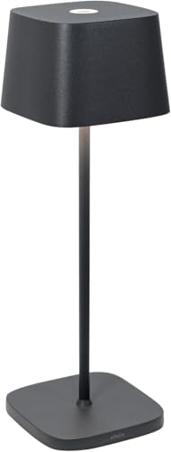 Zafferano, Ofelia Pro, Rechargeable Cordless Table Lamp with Touch Controls, Also Usable as an Outdoor Lamp, Dimmer, 2200-3000 K, Height 29 cm, Dark Gray Colour