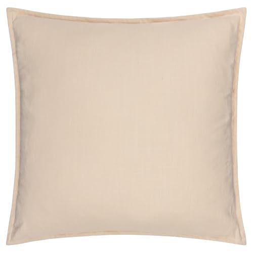 Yard furn Slub Cotton Polyester Filled Cushion – Double Sided Soft Textured Minimalist Oxford Edge Decorative Pillow (Linen – 50x50cm)