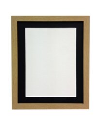"FRAMES BY POST 25mm wide H7 Oak Picture Photo Frame with Black Mount 20""X16"" for Pic Size 15""x10"" (Plastic Glass)"