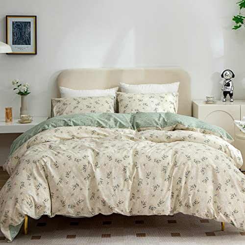 TISPLR Floral Duvet Cover King, Brushed Microfiber 3 Pieces Bedding Set King, Garden Style Flower Pattern Flower Duvet Cover, with Zipper Closure, Luxury Soft Breathable Comfy