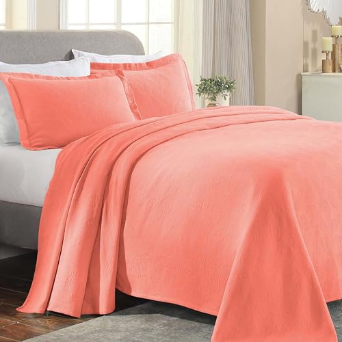 Superior Bedspread, Cotton, Coral, King