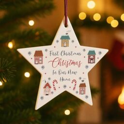 Red Ocean First Christmas In Our New Home Bauble Acrylic Star For Christmas Tree For Couple Family Friend New Home Ornament Keepsake