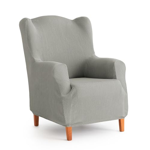 MAXIFUNDAS - Elastic Sofa Cover Wingback Armchair Colour Light Grey ??? Extra Soft, Non-Slip and Elastic Sofa Cover ??? Elastic Sofa Cover Model Inca