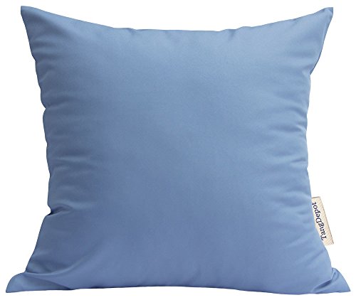 "TangDepot Durable Faux Silk Solid Pillow Shams, Square Decorative Pillow Covers, Throw Pillow Covers, Indoor/Outdoor Cushion Covers Pillows Shells - (20""x20"", Blue Gray)"