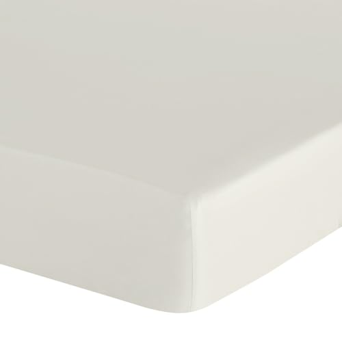Eurofirany - Fitted Sheet 140 x 200 cm - Basic Cotton Flat Sheet with Elastic Band, Durable - for Thick Mattresses 30 cm Deep Pocket - Many Colours, Cream