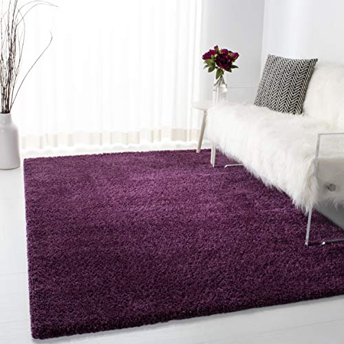 Safavieh Shag Rug for Living Room, Dining Room, Bedroom - August Shag Collection, Short Pile, in Purple, 122 X 122 cm