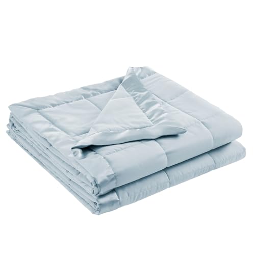 Madison Park Windom Down Alternative Blanket, Premium 3M Scotchgard Moisture Wicking Treatment, Lightweight and Soft Bed Cover For All Season, Satin Trim, Blue Twin