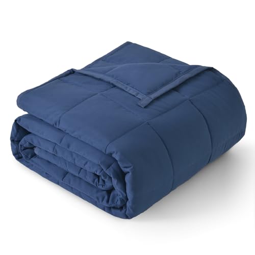 "Topblan Weighted Blanket for Adults 15lbs, Breathable Big Weighted Blanket for Sleeping, Soft Heavy Microfiber Material with Glass Beads Blanket for All Season, Sofa Bed, 60""x80"" King Size,Navy Blue"