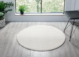 Rugs by Desire Comfy Washable Modern Living Room Rug Polyester Plain Indoor Area Rug with Low Pile - Anti-Slip Felt Backing SuperSoft Carpet Bedroom-Hallway, Cream, 100xCRL cm