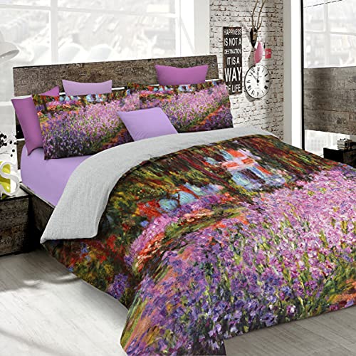 Italian Bed Linen Sogni d'Autore Duvet Cover Set with Full Coverage Digital Print,250x200cm, SD55, 100% Cotton, DOUBLE