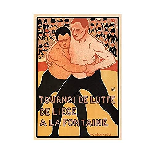 Wee Blue Coo SPORT COMPETITION WRESTLING LIEGE BELGIUM VINTAGE ADVERT FRAMED PRINT B12X893