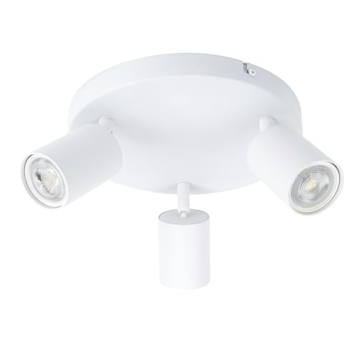 Integral LED Siena 3 Way Round Base GU10 LED Spotlight - Modern Indoor Ceiling Light Fitting - Adjustable and Rotatable - Ideal for Living Room, Bedroom and Kitchen - Premium Matt White Finish