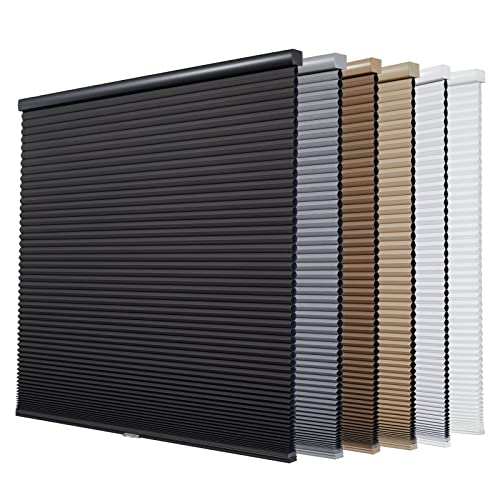 "Persilux Custom Blackout Cellular Window Shades Cordless Blinds Honeycomb Blinds for Windows (White 23""W x48""H) Window Shades for Home, Room Darkening Cellular Door Blinds for Kitchen Easy to Install"