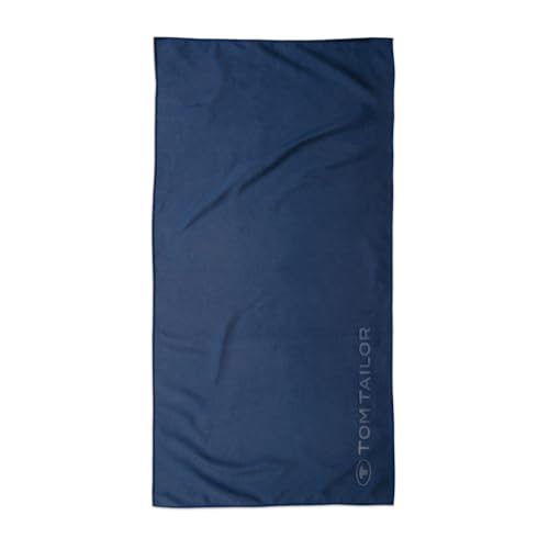 TOM TAILOR Fitness Towel, 70 x 140 cm, 80% Polyester, 20% Polyamide/Microfibre, with Fine Stitching and Embossed Logo, Sports Towel Blue (Dark Navy)