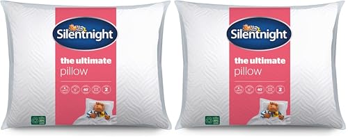 Silentnight Ultimate Pillow - Soft and Supportive Bed Pillow with Luxury Quilted Pinsonic Soft Touch Cover, Machine Washable and Hypoallergenic for Back and Side Sleepers - Pack of 2, White