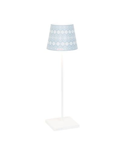Zafferano, Poldina Pro Lamp with Cover, Wireless, Rechargeable Table Lamp with Touch Control, Also Suitable for Outdoor Use, Dimmer, 2200-3000 K, Height 38 cm, White - Snowflakes