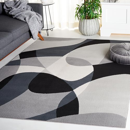 Safavieh Modern Rug for Living Room Dining Room Bedroom - Odyssey Collection Short Pile Grey and Black 91 x 152 cm