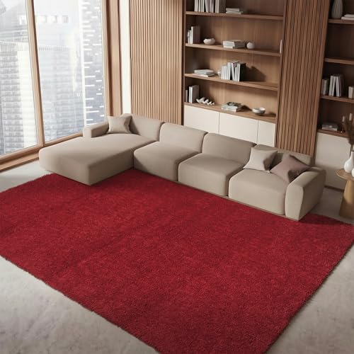 Safavieh Shag Rug for Living Room, Dining Room, Bedroom, August Shag Collection, Short Pile, in Red, 240 X 300 cm