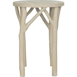 SAFAVIEH Harper Round End Table, Wood, Pearl Taupe