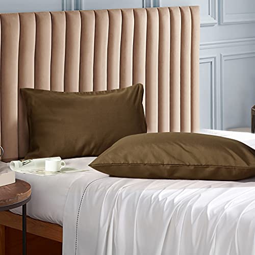 "Evolive Soft Brushed Premium Microfiber Standard Size 20""x30"" Pillowcases with Envelope Closure Set of 2 (Coffee, 20""x30"" Standard Size Pillowcases)"