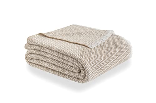 Todocama - Extra soft cotton blanket, Four Seasons, multi-purpose bedspread for sofa, bed blanket, blankets, bedspread, sofa cover, sand beige, 180 x 240 cm