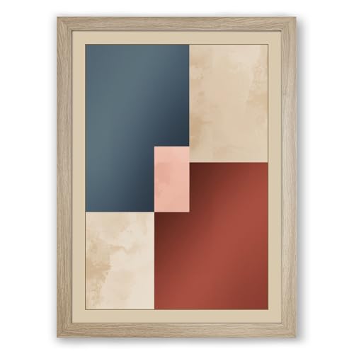 Geometric Rest Minimalist Framed Wall Art Print A1 (84.1×59.4cm) Oak, Wall Decor for Living Room, Bedroom, Office & Home, Ready to Hang, Art Gift