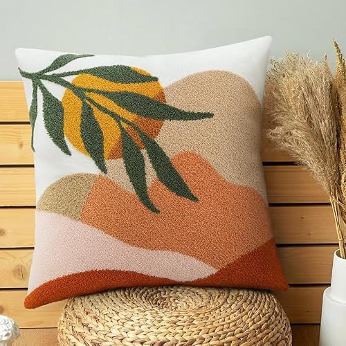 JASEN Abstract Boho Pillow Covers 20x20,Soft Mid Century Mountain Decorative Throw Pillows for Couch Bed Sofa Bedroom???Only 1 Pillow Cover???
