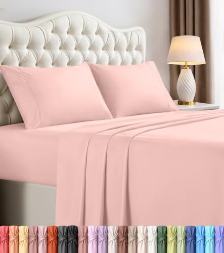 Utopia Bedding King Size Sheet Set ??? 4 Piece Bed Sheets, Soft and Breathable Microfiber, Includes 1 Fitted Sheet, 1 Flat Sheet and 2 Pillowcases ??? Oeko Tex (Tea Pink)