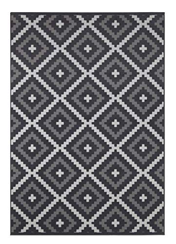 HANSE Home Rug Snug - Short Pile Rug Modern Diamond Design Rugs for Dining Room, Living Room, Children's Room, Hallway, Bedroom, Kitchen - Black Cream 120 x 170 cm