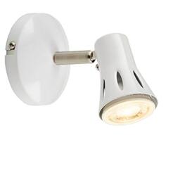 National Lighting KRIUS Modern Single Decorative Gloss White with a Satin Chrome Trim GU10 LED Adjustable Dimmable Ceiling Wall Spotlight