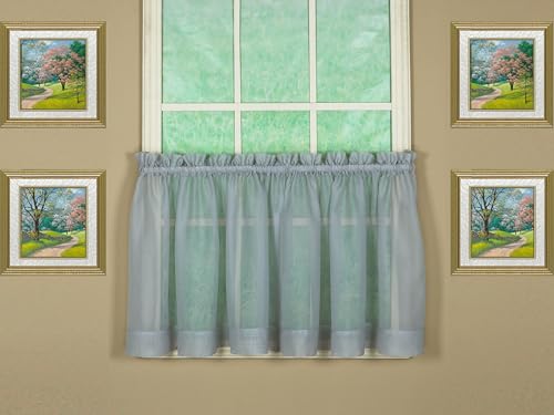 "Today's Curtain Emelia Original Voile Tier Pair 24"", Grey, 60"" W x 24"" L"