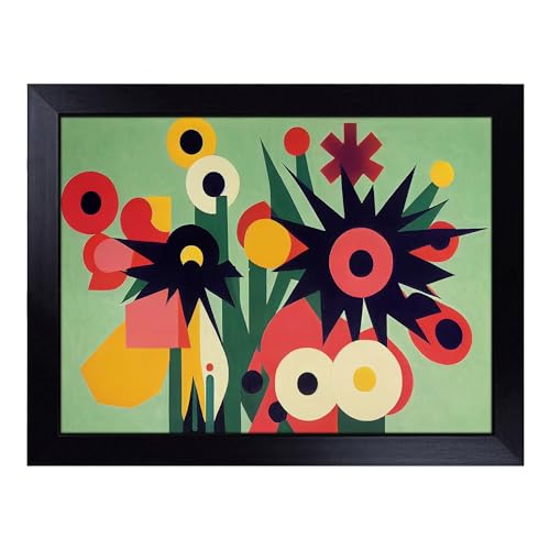 Lap Tray with Bean Bag Cushion, Boundless Abstract Flowers - Handmade in the UK, Raised Wooden Edge, Padded Cushion, Heat-Resistant Wipe-Clean Surface, for Meals, Laptops and Crafts
