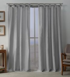 Exclusive Home Curtains Loha Braided Tab Top Panel Pair, Dove Grey, 54x96, 2 Piece