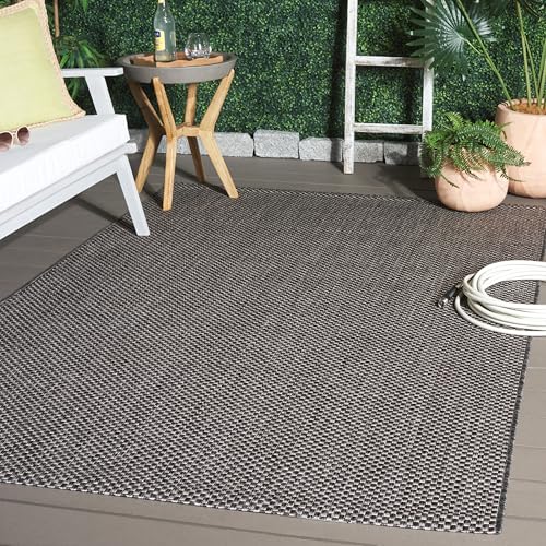 Safavieh Contemporary Indoor/Outdoor Woven Rectangle Area Rug, Courtyard Collection, CY8521, in Black / Beige, 160 X 231 cm for Garden, Patio or Any Outdoor Space