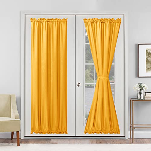 Hiasan French Door Curtains Privacy, Rod Pocket Semi Sheer Front Curtain for Door Window, 1 Panel (Golden Orange, W 24 inch x L 72 inch)