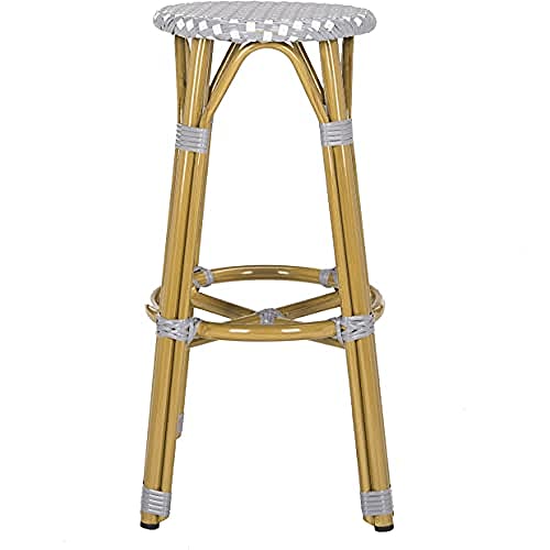 SAFAVIEH Modern Outdoor Barstool, in Grey and White