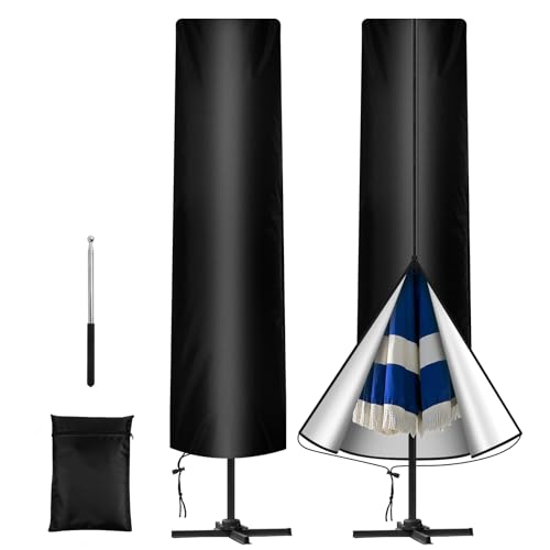 AiQInu Parasol Protective Cover with Rod, Large Cantilever Parasol Protective Cover for 3 to 4 m Round and Square Parasol, 210D Oxford, Weatherproof, UV-Anti, Windproof and Snow-Proof, 240 x 57/57 cm