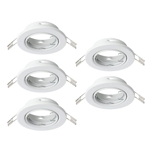 Eglo Set of 5 recessed spotlights Agulo, Swivel Ceiling Lights, Round Spots Without Bulbs, White Steel Lamps, GU10 Base, Ø 8.6 cm