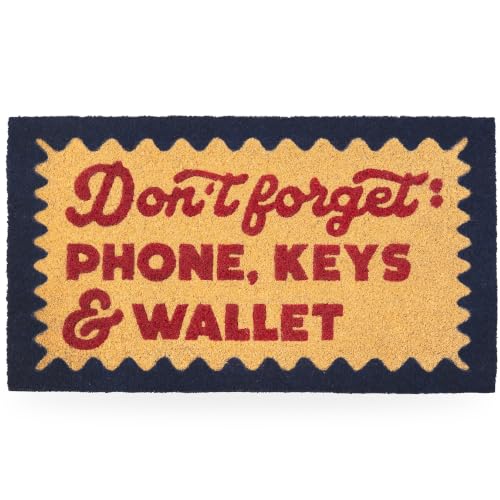 Fisura - “Arrivals/Departures” Coir Door Mat, Dirt Trapper Doormat with Non-Slip PVC Backing, Indoor Front Door Entrance Mat. Hand Painted. 27x15 inch