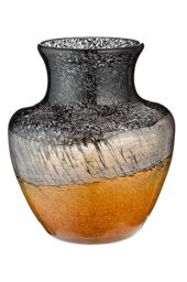 GILDE GLAS art Decorative Vase - Flower Vase Dyed Glass - Decorative Autumn - Gift for Women Christmas Birthday - Colour: Brown Black - Height 20.5 cm