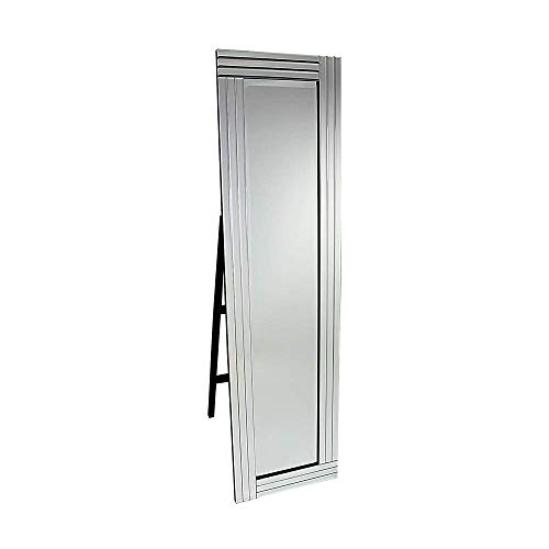 Modern triple panel frame venetian glass free standing cheval stand up salon, bedroom, hall mirror - 15in x 59in