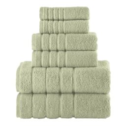 Elegant Comfort 4 Lines Viscose Stripe 6-Piece Premium Towel Set - 100% Turkish Cotton High Absorbent Luxury Bathroom Towels – Includes 2 Washcloths, 2 Hand Towels and 2 Bath Towels Set, Mint Green
