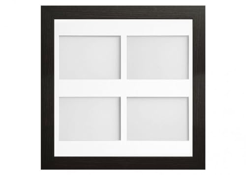 Frame Company Watson Multi Aperture Range Black Photo Picture Frame, 40x40cm for 7x5 inch (x4 Landscape) *Choice of Sizes* Fitted with Real Glass