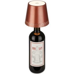 BRILONER - Rechargeable Bottle Lamp with USB C, Cordless Lamp with Touch Control, Dimmable, Warm White, 11x9cm, IP44, Bedside Lamps, Table Lamp, Battery Lamp, Table Lamps Living Room, Copper
