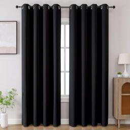 CUCRAF Black Blackout Curtains 96 inch Length 2 Panels Set, Room Darkening Drapes for Living Room Bedroom, Thermal Insulated Light Blocking Grommet Window Curtain (W52 x L96 Inch)