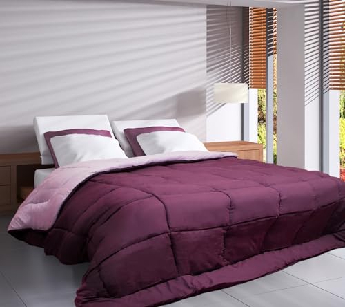 Toison d'or Cocoon 400 Duvet Bias Binding 220 cm x 240 cm Size, Plum/Parma