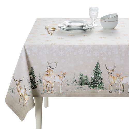 Maison d' Hermine Deer in the Woods 100% Cotton Tablecloth for Kitchen Dining - Tabletop - Decoration - Parties - Weddings - Thanksgiving/Christmas (Rectangle, 60 Inch by 90 Inch)