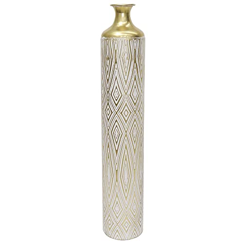 DKD Home Decor White Colonial Metal Vase (15 x 15 x 85 cm) (Reference: S3020442)
